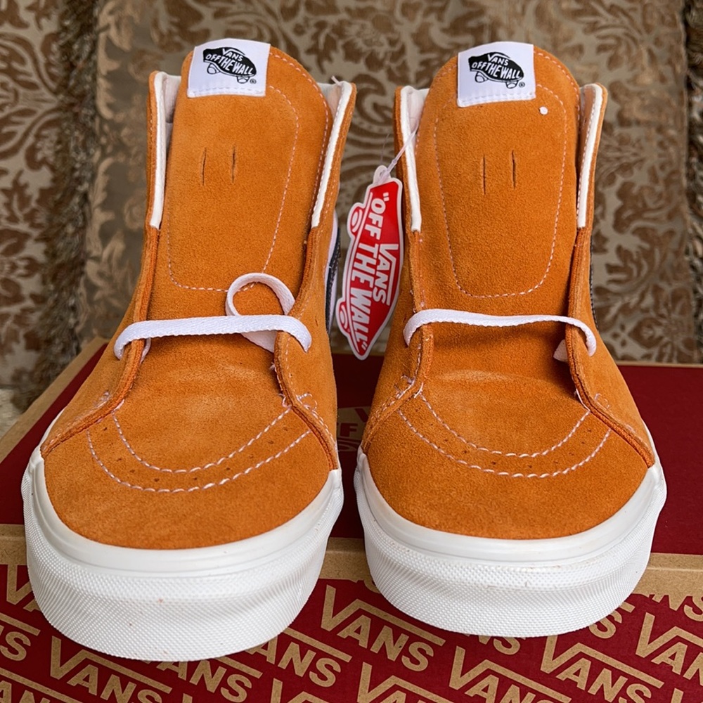 Vans Sk8-Hi Sneakers in White, Orange & Black - Picture 13 of 16